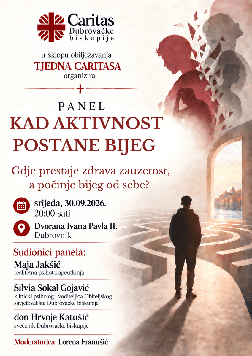 Tjedan Caritasa Dubrovačke biskupije donosi i panel „Kad aktivnost postane bijeg“