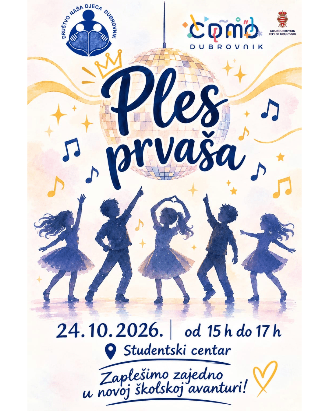 PLES PRVAŠA Centar za djecu, mlade i obitelj Dubrovnik u suradnji s Društvom Naša djeca Dubrovnik najavljuje održavanje programa „Ples prvaša”, koj...