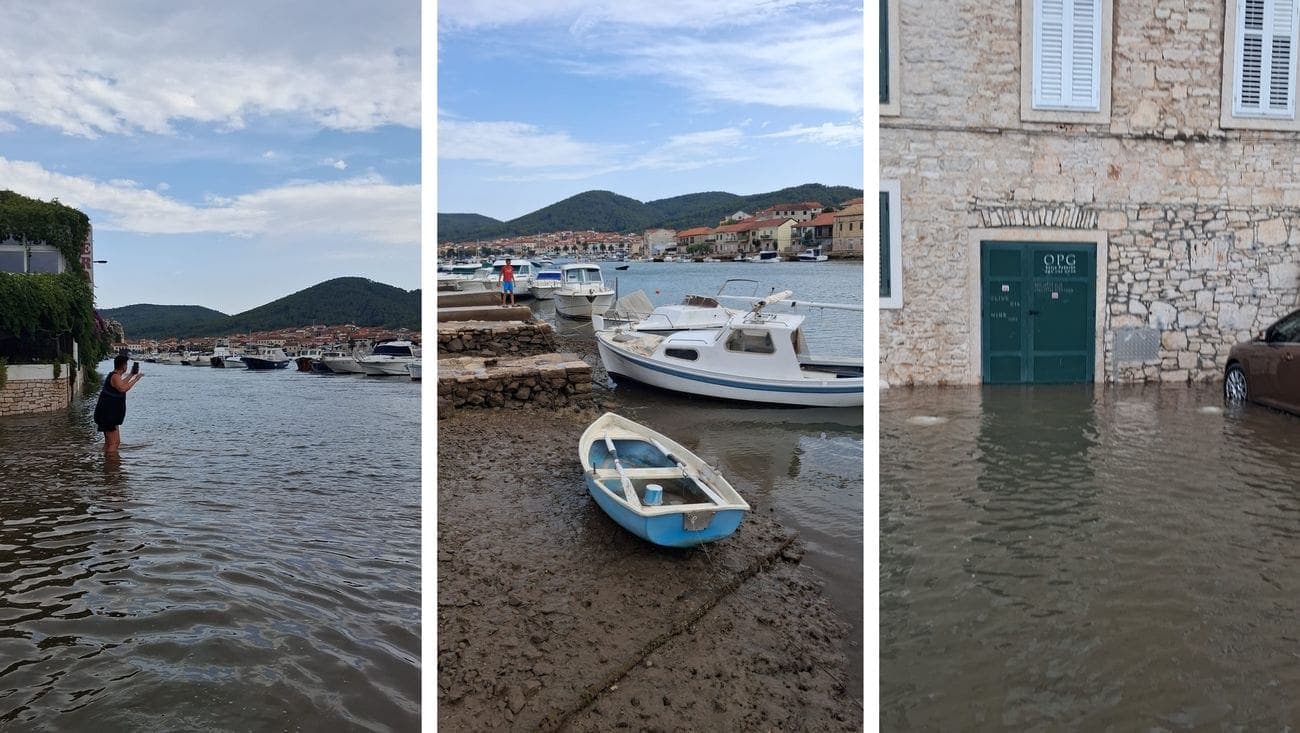Snimljen nevjerojatan prizor: Prvo su brodice ostale na suhom, a onda se cijela riva Vele Luke našla pod morem