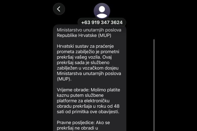 Ako vam stigne SMS prometne policije u kojoj se zahtijeva plaćanje, obrišite je, radi se o prijevari