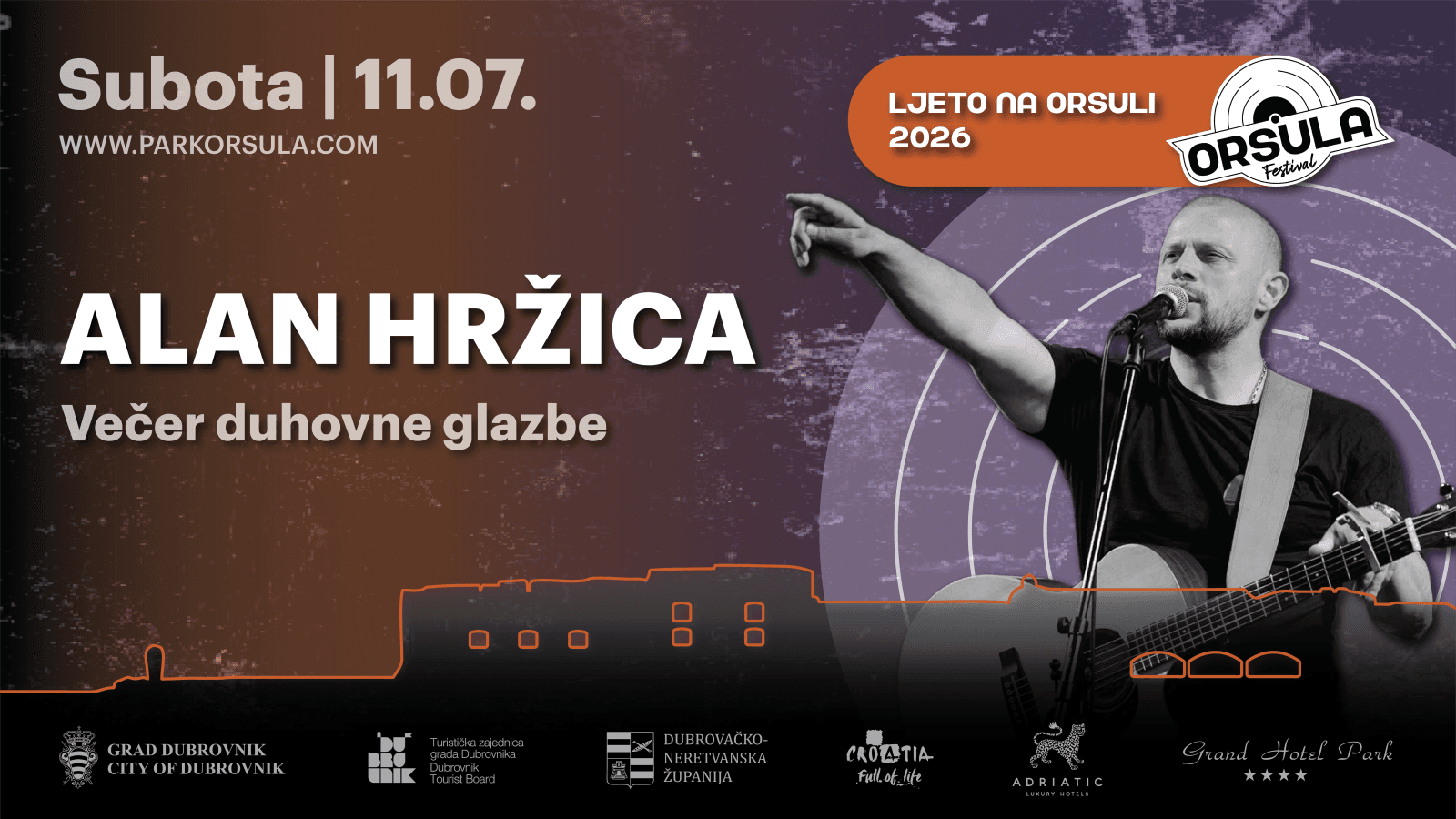OVE SUBOTE! Večer duhovne glazbe uz Alana Hržicu u Parku Orsula