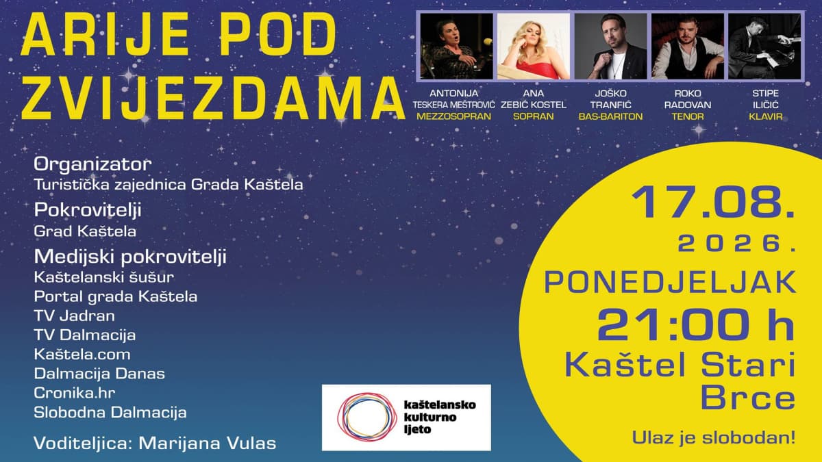 "Arije pod zvijezdama" ponovno u Kaštel Starom: Čeka nas večer vrhunske opere na brcu